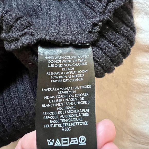 Anthropologie Black Ribbed Boat Neck Crop Sweater, L - Picture 8 of 8